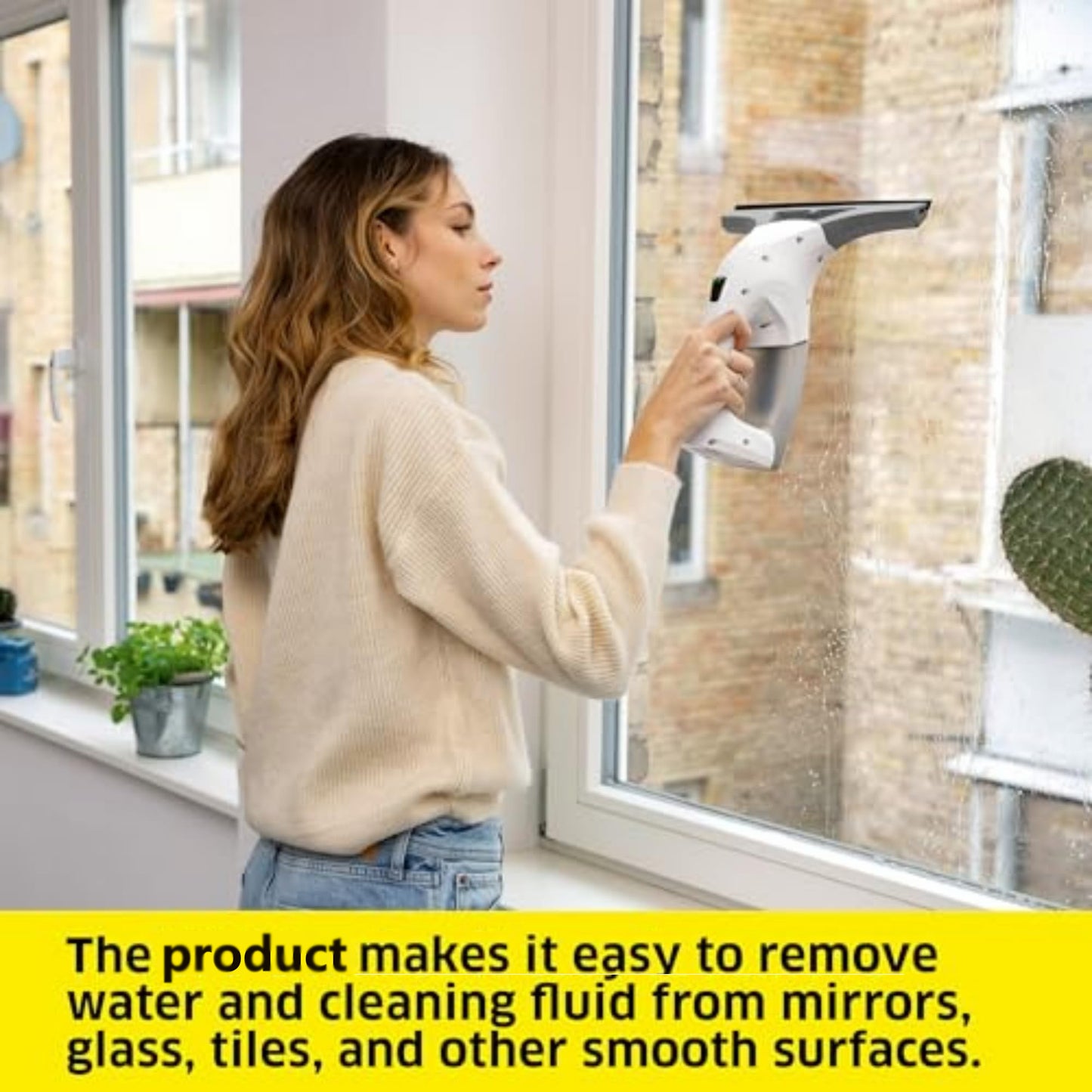 Electric Window Vacuum Squeegee – Ideal for Glass, Mirrors, Showers, and Countertops