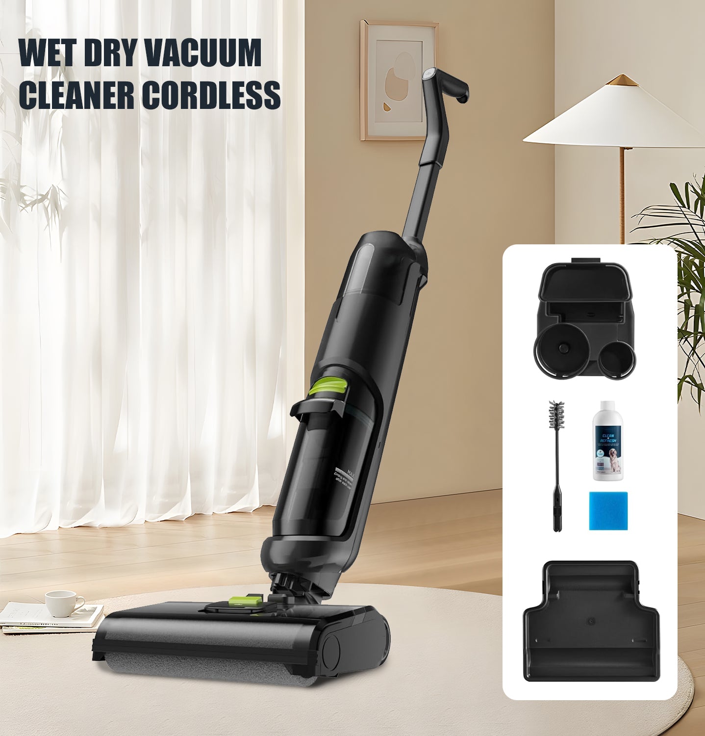 Cordless Wet/Dry Vacuum with Self-Cleaning for Pets & Sticky Messes